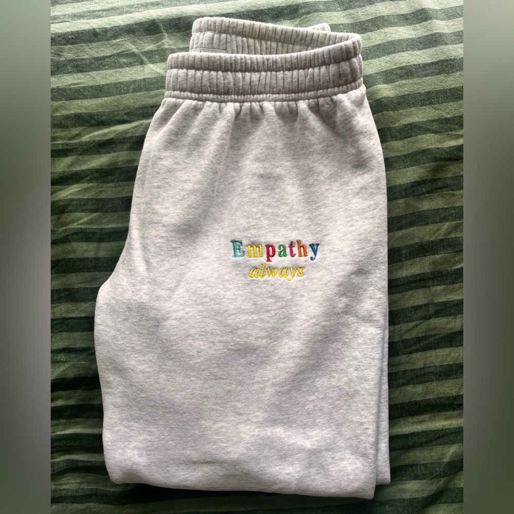 Light Gray 'Empathy Always' Embroidered Joggers